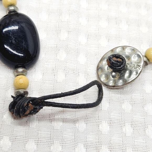 Vintage Chaps Glass Tiger Eye & Black Acrylic Bead Necklace - Picture 8 of 9